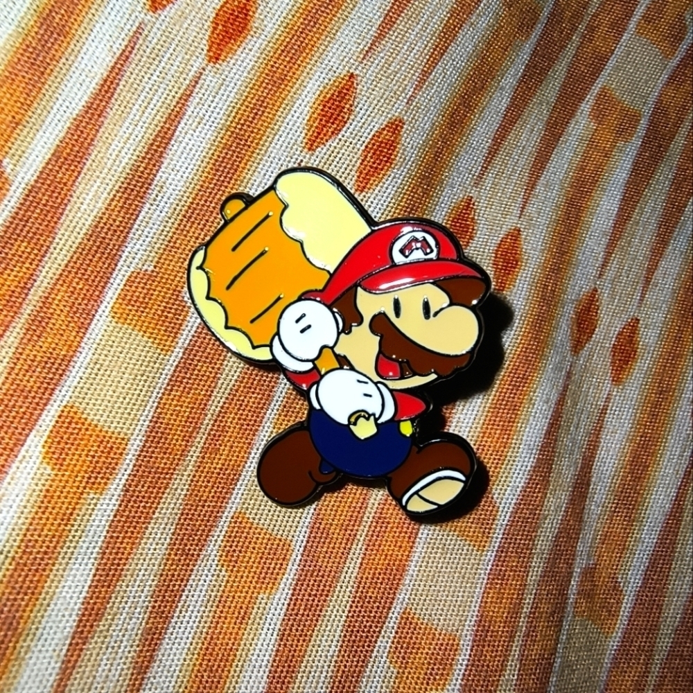 Mario Enamel Pin with Beer Mug Hammer Nintendo Switch Accessories